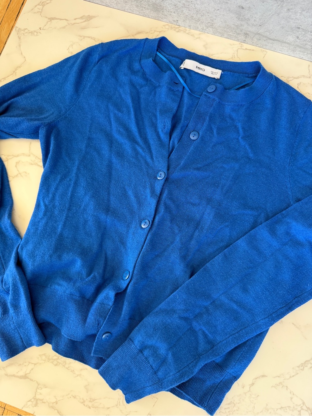 Mango Bright Cobalt Blue Button Cardigan
